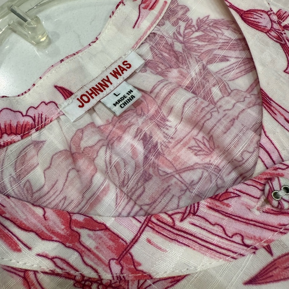Johnny Was Pink Floral Button Down Shirt - Picture 7 of 10